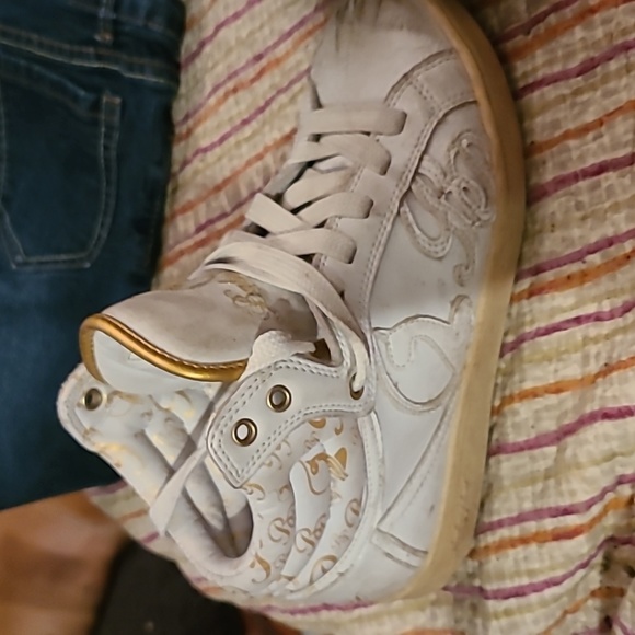 Vintage white High top baby phat  running shoes lady size seven gold and white - Picture 2 of 5